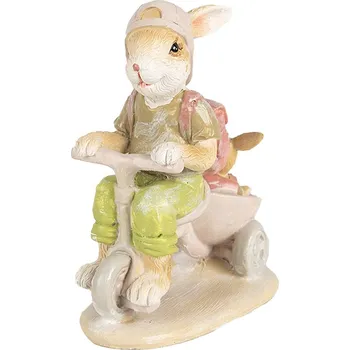 Bytová dekorace Dekorace socha králíci na koloběžce - 11*6*12 cm