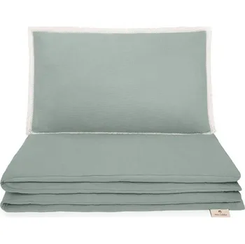 Povlečení Maceshka Mušelínové povlečení Nature s ozdobným okrajem - khaki, polštářek krajka