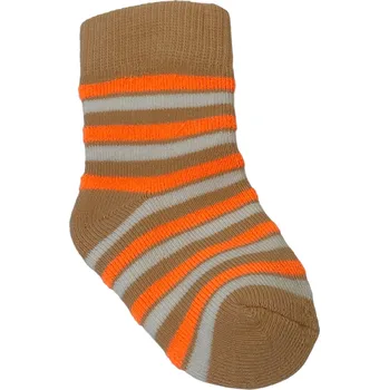 Dětské froté ponožky s lycrou béžové s pruhy, Velikost: 13 - 14 (19 - 21), Barva: Béžová