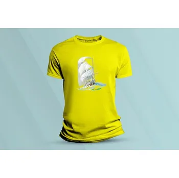 Dětská móda Dětské bavlněné tričko Plachetnice 2. Žlutá velikost 152 (12-13 let)