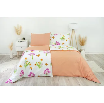 Povlečení Stanex Ložní povlečení bavlněné jaro oranžové (LS245) rozměr: 200 x 220 + 2ks 90 x 70, Zapínání: Knoflíkové