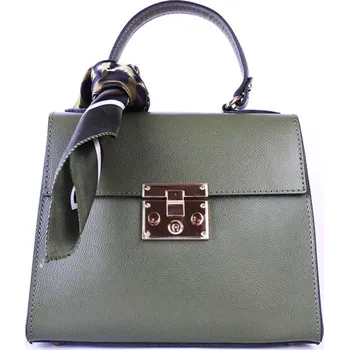 Kabelka ITALSKÉ Dámské kožené kabelky zlaté kovaní Tresna olivová barva