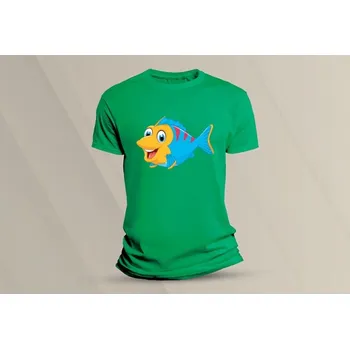 Dětské bavlněné tričko Cute Fish. velikost 152 (12-13 let) Zelená