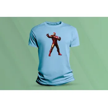 Chlapecké tričko Dětské bavlněné tričko Iron Man 2. Nebesky modrá velikost 116