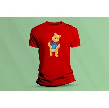 Dětské bavlněné tričko Medvídek Pů 3. Červená velikost 128 (7-8 let)