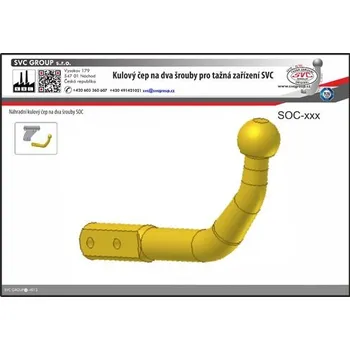 Tažné zařízení Kulový čep na dva Šrouby SOC do 3500kg - včetně šroubů 12x65mm a matic, SVC Group