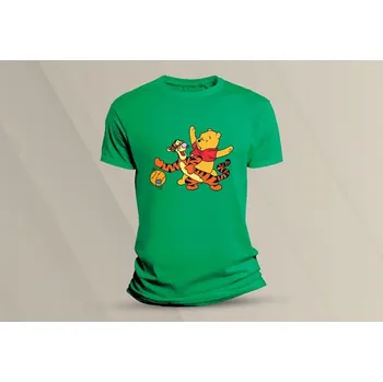 Dětské bavlněné tričko Medvídek Pů 2. velikost 152 (12-13 let) Zelená