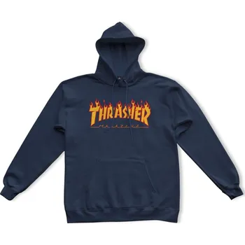 Pánská mikina Thrasher mikina Flame Hoody Navy Blue S