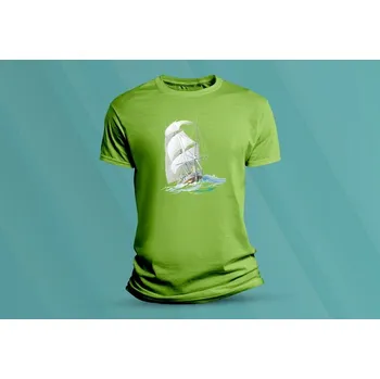 Chlapecké tričko Dětské bavlněné tričko Plachetnice 2. velikost M Lime