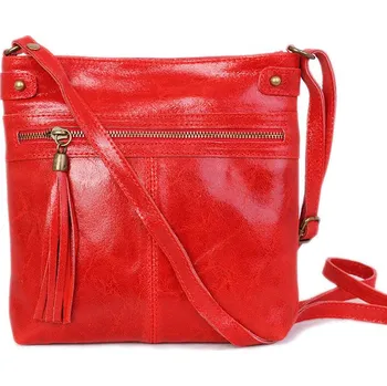Kabelka ITALSKÉ Kvalitní dámské crossbody kožené kabelky Filomena červené