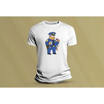 Chlapecké tričko Dětské bavlněné tričko Clancy Wiggum. Bílá velikost 140 (9-11 let)