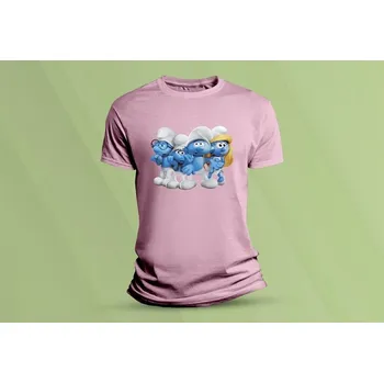 Dětské bavlněné tričko Šmoulové 2. Růžová velikost 128 (7-8 let)