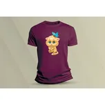 Dětské bavlněné tričko Kočička. velikost 104 Vínová