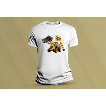 Dětské tričko s potiskem JCB 2 Bílá velikost 128 (7-8 let)