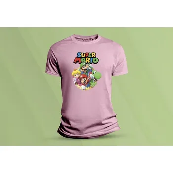 Dětské bavlněné tričko Super Mario. Růžová velikost 140 (9-11 let)