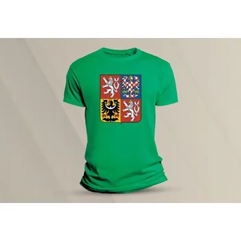 Dětské bavlněné tričko Státní znak ČR. velikost 104 (3-4 roky) Zelená