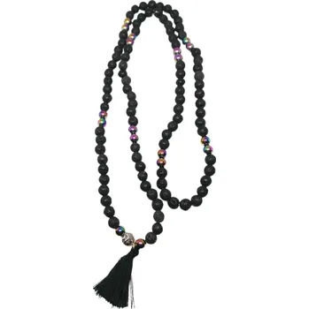 Náhrdelník Japa Mala z lávy a duhového hematitu