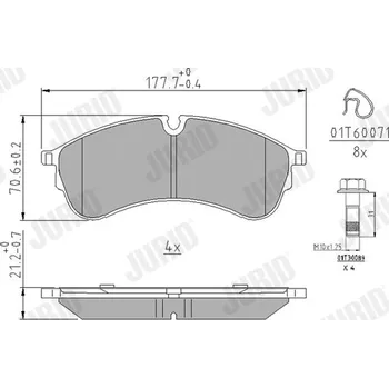 Brzdová destička Sada brzdových destiček, kotoučová brzda JURID 573844J