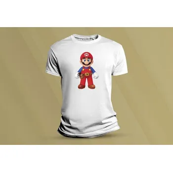 Chlapecké tričko Dětské bavlněné tričko Super Mario 7. Bílá velikost 116 (5-6 let)