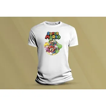 Dětské bavlněné tričko Super Mario. Bílá velikost 116 (5-6 let)