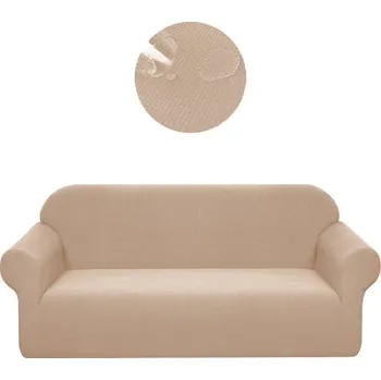 Napínací potah Elastický vodoodpudivý potah na pohovku - Světle hnědo béžový, dvoumístná sedačka