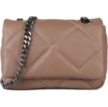 Kabelka ITALSKÉ Dámská kožená prošívaná kabelka v taupe barvě Tanika