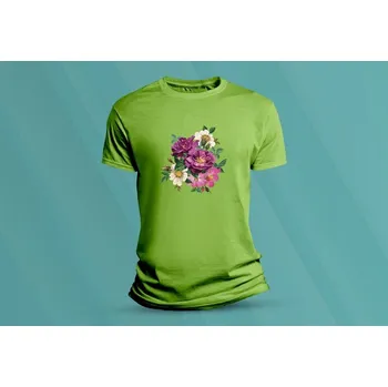 Dětská móda Dětské bavlněné tričko Květiny. velikost S Lime