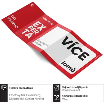 Letáky skládané (více lomů) 100 Barevné oboustranné - 4/4 (CMYK) 135 g/m² křídový papír mat/lesk 4x A5 (592x210 mm) na A5 harmonika