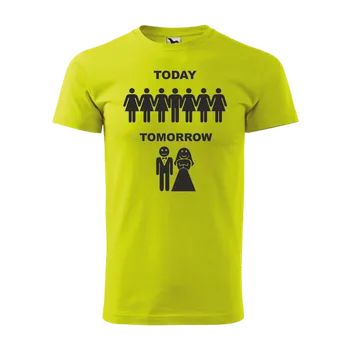 Pánské oblečení ON-DESIGN Tričko na rozlučku se svobodou TODAY - TOMORROW Velikost: XS, Barva: limetková
