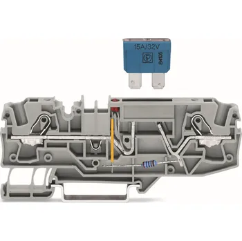 Stavebniny WAGO Svorka 2006-1681/1000-413 2vodičová pojistková pro automobilové nožové pojistky S možností zkoušení, šedá 2006-1681/1000-413