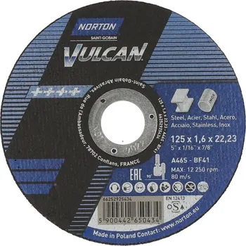 Řezný kotouč NORTON-CLIPPER Ultra tenké řezání Kotouč pro kov, inox 125x1.6x22.23mm pro Úhlová bruska Norton VULCAN