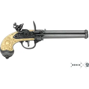Sběratelství Denix Pistole křesadlová trojhlavňová - Italie 1680 + Přívěsek na klíče DENIX