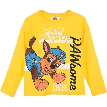 Chlapecké tričko Žluté chlapecké tričko Paw Patrol - Chase s dlouhým rukávem Velikost: 116