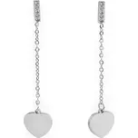Náušnice z nerezové oceli s broušenými kamínky, barva 2 stříbrná srdce