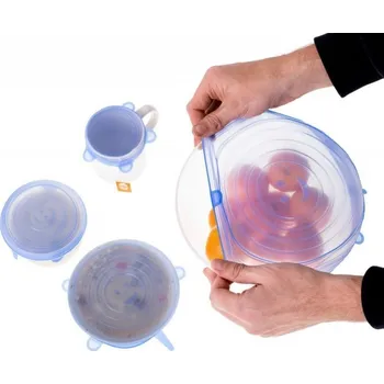 Silikonová víčka na potraviny sada modrá 6 ks