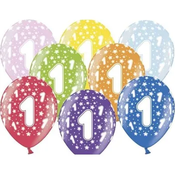 Silné Balónky 30 cm metalické mix - Birthday No.1 - Partydeco