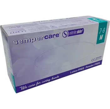 Vyšetřovací rukavice Sempermed Jednorázové rukavice nitrilové nepudrované Sempercare Nitrile Skin2 (Velvet XP) - 200 ks XS
