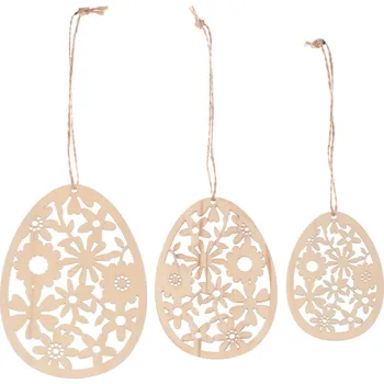 Vánoční ozdoba Autronic Vajíčko dřevěné - závěs. Cena za 1 sáček - 3 ks vajíček. - KLA706 NAT