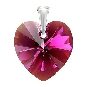 Přívěsek Stříbrný přívěsek SRDCE Swarovski 14mm Fuchsia