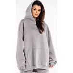 Oversize mikina s přední kapsou a kapucí M323 Barva: Šedá, Velikost: ONE SIZE