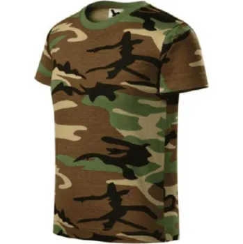 BAVLNĚNÉ MASKÁČOVÉ TRIČKO MALFINI, velikost 98/104 - 170/176 Barva: Hnědozelený maskáč, Velikost: 170/176