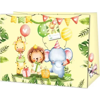 Dárková taška Taška dárková Jumbo matt horizontální 33 x 44,5 x 13,7cm TJ - motiv safari párty