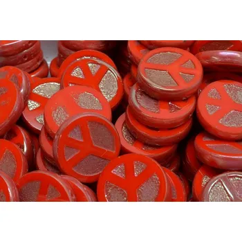 Korálek Ploškované korálky peace 16 mm č. 160