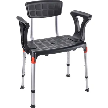 Koupelnové sedátko LM GLOBAL Design Limited Sedačka do sprchy s opěrkou zad a područkami KING BSSBA černá