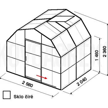 Skleník Skleník VEGA 2 - délka 2m - zasklení B - cena včetně montáže
