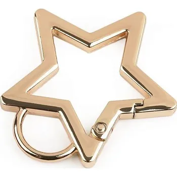 Karabina, kovová 46x42 mm, hvězda, růžové zlato