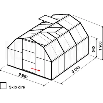 Skleník Skleník BETA 1 - délka 3m - zasklení B - cena včetně montáže