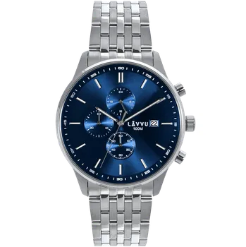 Hodinky LAVVU Pánské hodinky YSTAD Chronograph Blue s vodotěsností 100M chronograf LWM0250