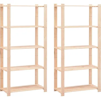 Dílenský regál vidaXL Úložný regál 5 polic 2 ks 80x38x170 cm masivní borovice 250 kg [279404]