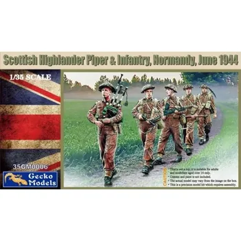 Plastikový model Gecko Models 1/35 Scottish Highlander Piper & Infantry